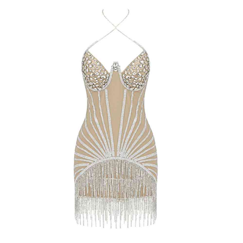 Halter Tube Top Sequined Tassel Dress - Trotters Independent Traders