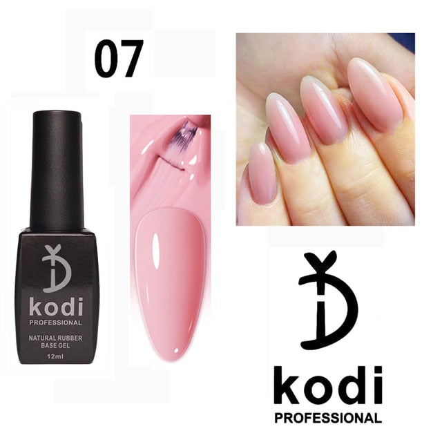 a pink nail polish with a black top