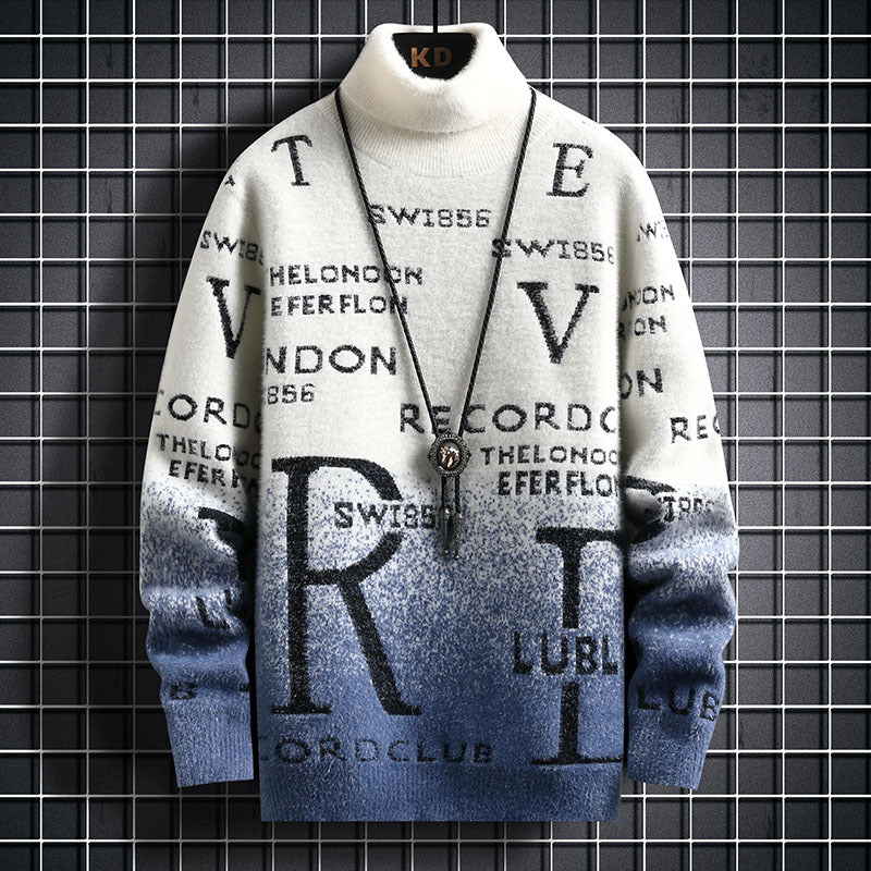 Gradient Mink Fleece Turtleneck Sweater For Men - Trotters Independent Traders