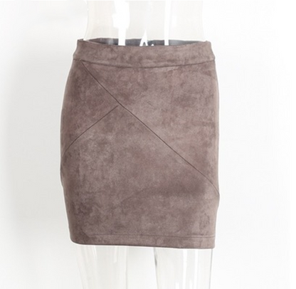 Simplee Autumn Vintage Leather Skirts Winter Suede Pencil Skirt Cross High Waist Zipper Skirt Split Bodycon Mini Women Skirts