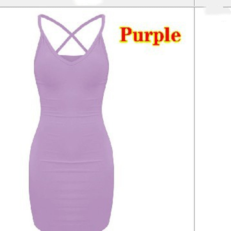 a picture of a purple dress with a cross back