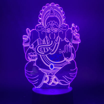 3D Night Light Indian Mythology Elephant Head God Table Lamp