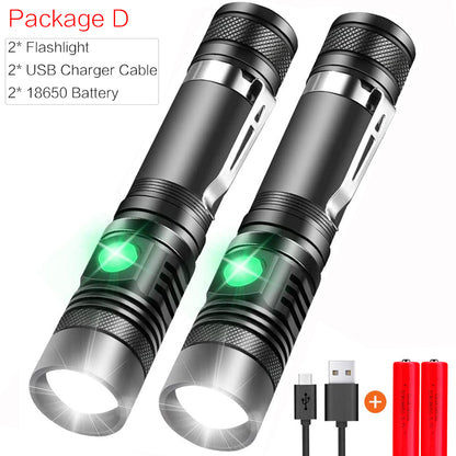 Portable Mini WT518 T6 1000Lumens 3 Modes Black Zoomable LED Flashlight Lighting Clicky Clip on Flashlights Torches Lightweight