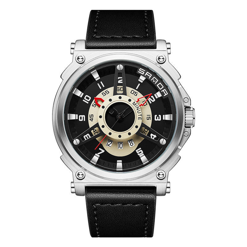 New Hollow Cool Creative Large Dial Belt Men's Quartz Watch