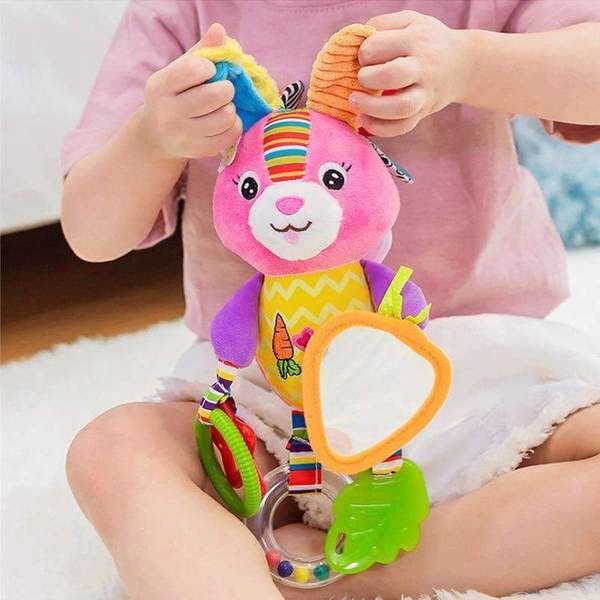 Plush Stuffed Animal Baby Bed Mobile Toy Bunny Rattle Infant Bed Hanging Toy