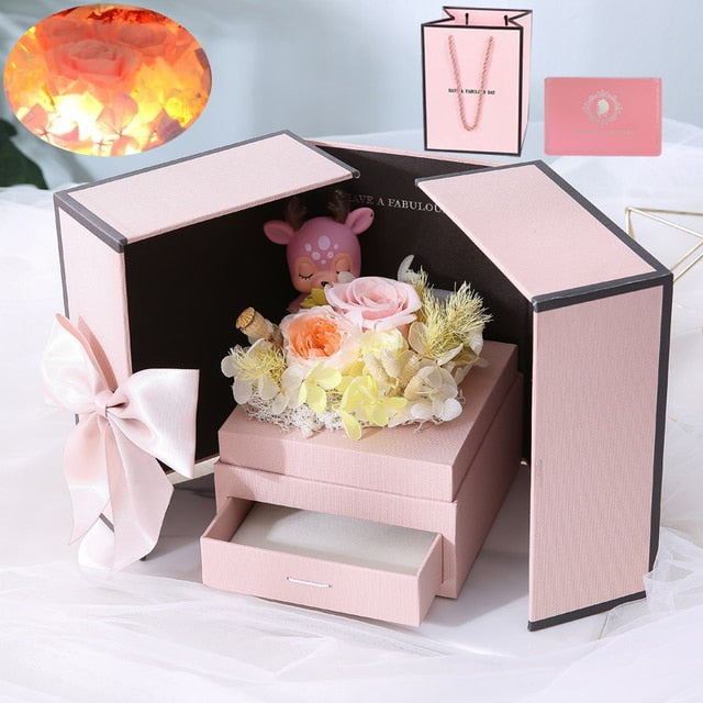 Home Transparent Empty Gift Box For Artificial Teddy Bear Rose Flower Gifts Box Women Plush Bear Rabbit Gift Transparent 40CM