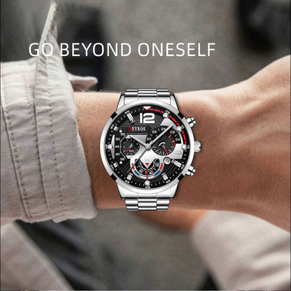 Men's Fashion Casual Six-pin Steel Belt Watch Quartz Watch