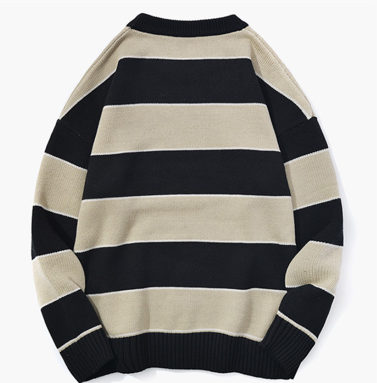 Casual Pullover Striped Sweater Men's And Women's Neutral Sweater - Trotters Independent Traders