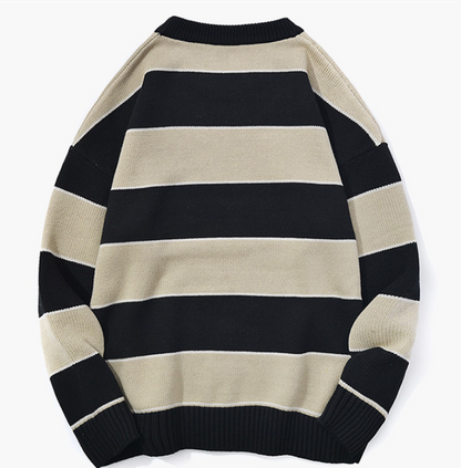 Casual Pullover Striped Sweater Men's And Women's Neutral Sweater - Trotters Independent Traders