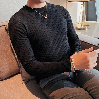 New Jacquard Woven Round Neck Breathable Knitwear Slim Pullover - Trotters Independent Traders