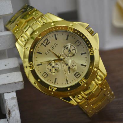 Steel Strap Quartz Roman Dial Gold Watch