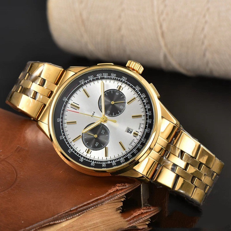 Men's Six-pin High Quality Quartz Steel Strap Watch