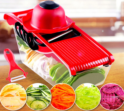 Mandoline Slicer - Vegetable Slicer 5 in 1 Multi-function Food Slicer Grater Chopper Fruit and Cheese Cutter with 5 Interchangeable Blades and Safety Food Holder