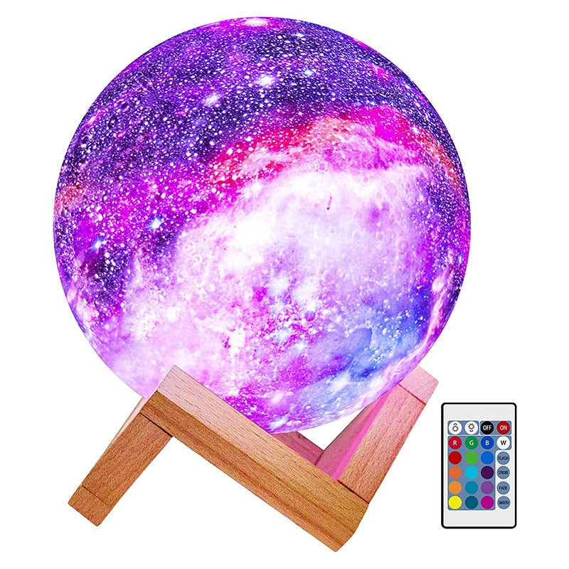 Moon Lamp Night Light Galaxy Lamp Remote USB Rechargeable 