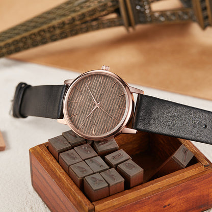 Fashion Women's Ultra-thin Wooden Belt Watch