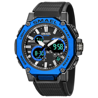 Double Display Waterproof Luminous Sports Electronic Watch