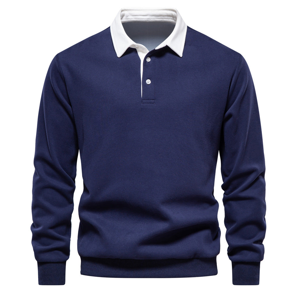 Men's Fashion Casual Versatile Long Sleeves Polo Collar Sweater - Trotters Independent Traders