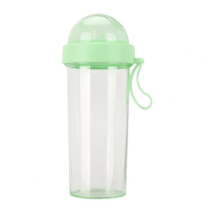 Portable Dual Straw Separate Drink Water Bottle Couples