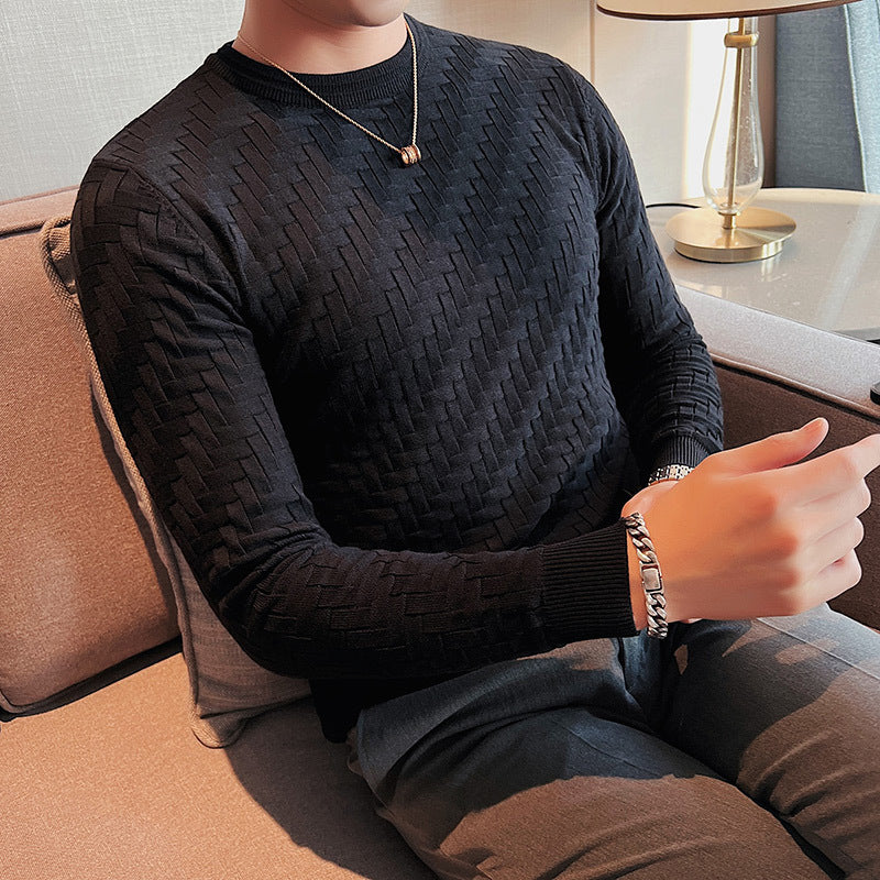 New Jacquard Woven Round Neck Breathable Knitwear Slim Pullover - Trotters Independent Traders