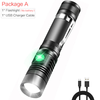 Portable Mini WT518 T6 1000Lumens 3 Modes Black Zoomable LED Flashlight Lighting Clicky Clip on Flashlights Torches Lightweight