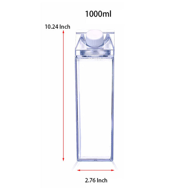 Clear Carton Milk Box Reusable Juice Bottles for Refrigerator Outdoor Climbing Hiking Camping Travel Child-Friendly