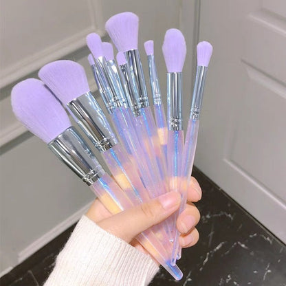 Purple Makeup Brush Set Includes 10 High-Quality Brushes
