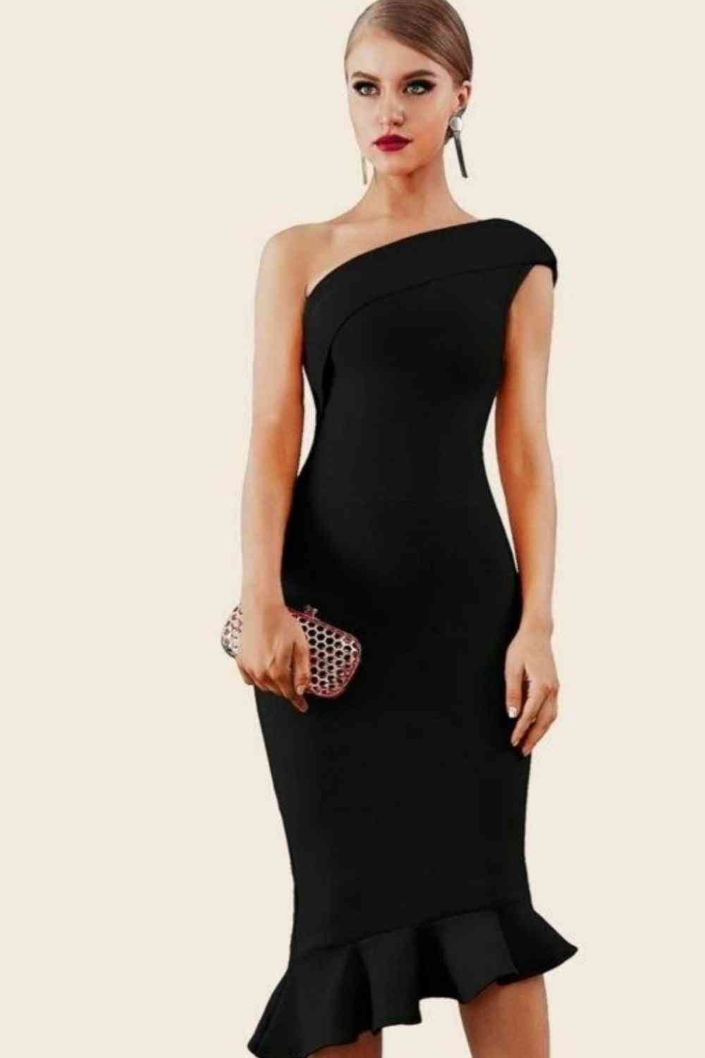 Midnight In London Off Shoulder Bodycon Dress - Trotters Independent Traders