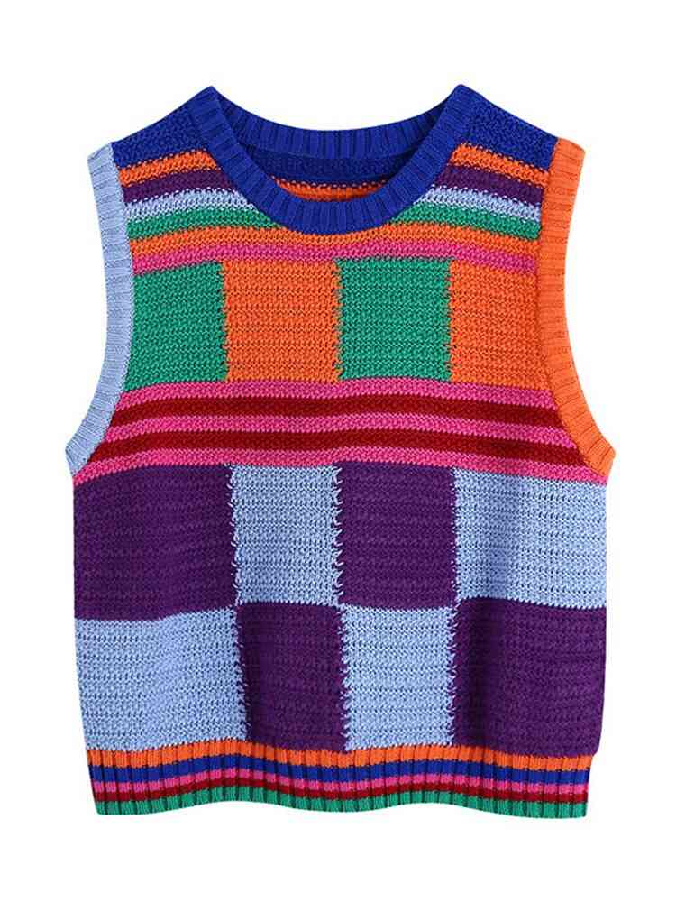 Knitted Contrast Color Crop Tank Top and Shorts - Trotters Independent Traders
