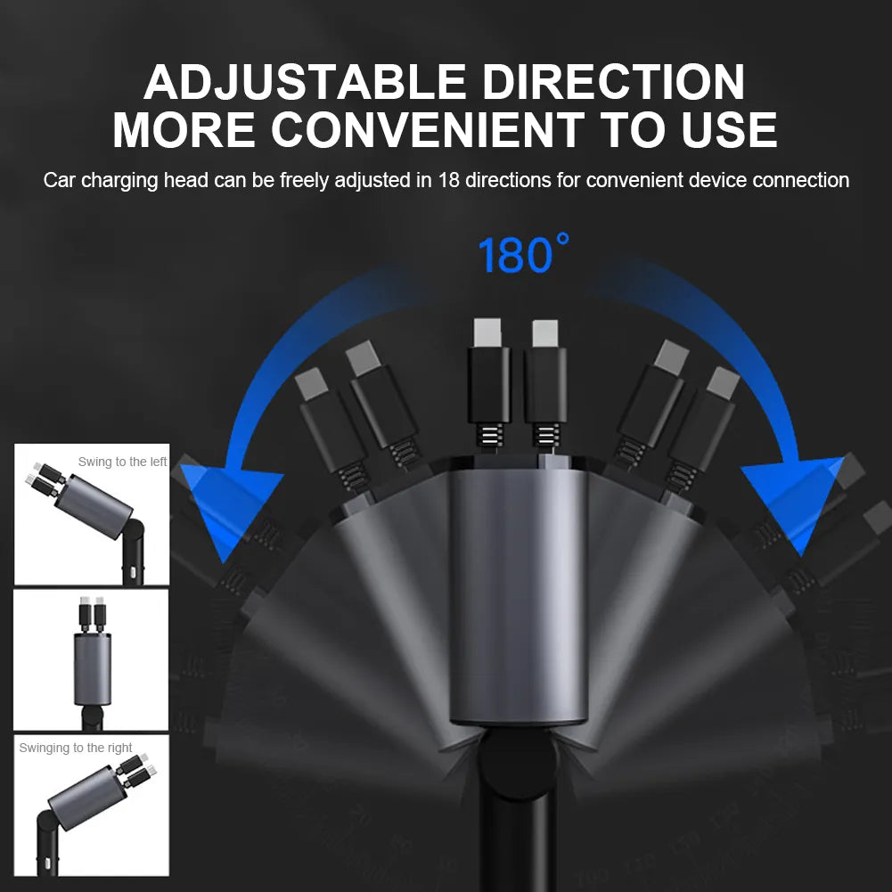 T4-Port Fast Car Charger for IPhone IPad Smartphone 