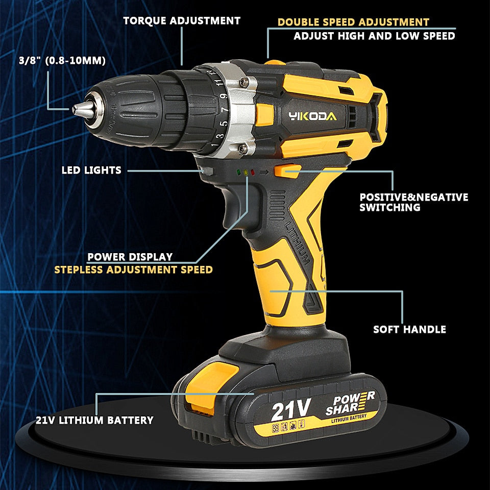 Cordless Rechargeable Drill Screwdriver Lithium Battery