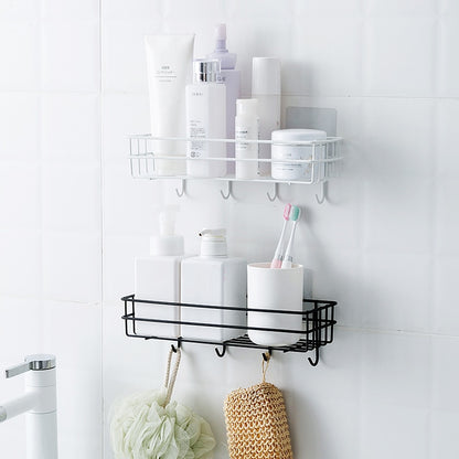 Bathroom Shower Gel Holder With Hook, Wrought Iron Material, No Drilling Required, Bathroom Shelf