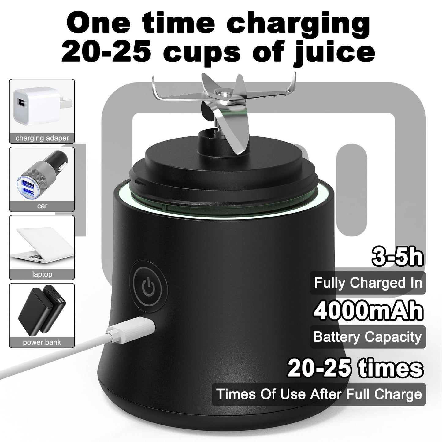 Electric Juicer USB Rechargeable Smoothie Mini Blender 
