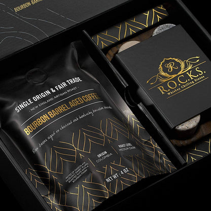 The Gourmet Gift Set - Whiskey Stones & Bourbon Barrel Aged Coffee