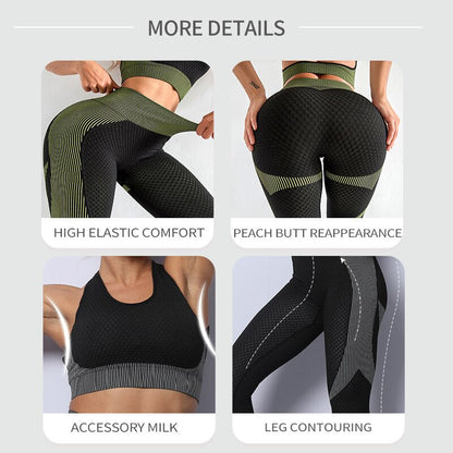 Women's Workout Set Crop Top and Seamless Leggings Set Gym Clothes Yoga Outfits