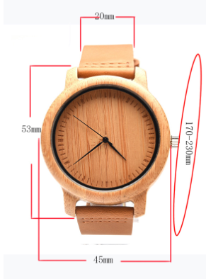 Chronograph Zen Wood Watch Full Natural Wooden Bamboo Strap