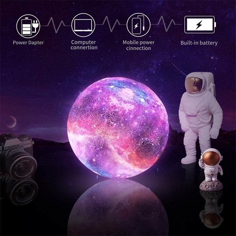 Moon Lamp Night Light Galaxy Lamp Remote USB Rechargeable 