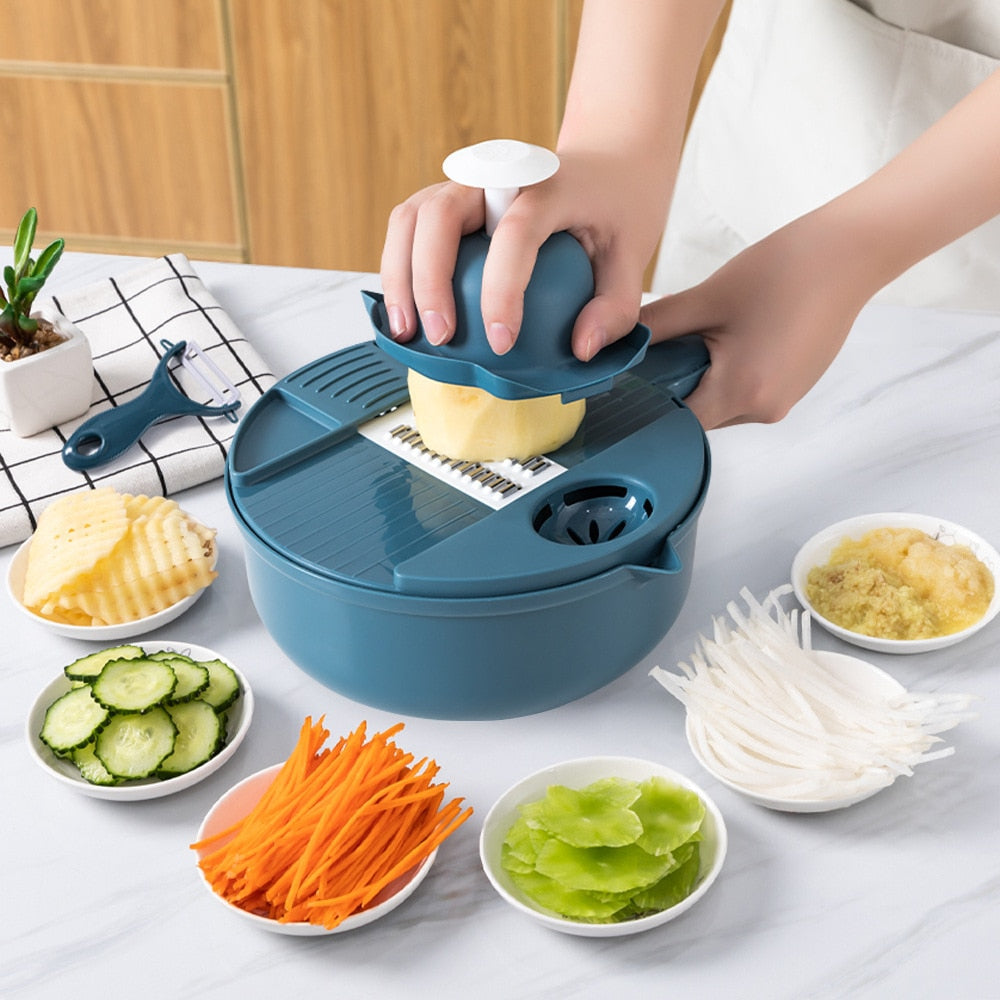 Vegetable Chopper 12 in 1 Multi-Function Vegetable Dicer and Chopper, Professional Food Chopper Vegetable Grater Slicer Cutter Tool for Slicing Fruit, Vegetables, Carrot, Potato and Tomato