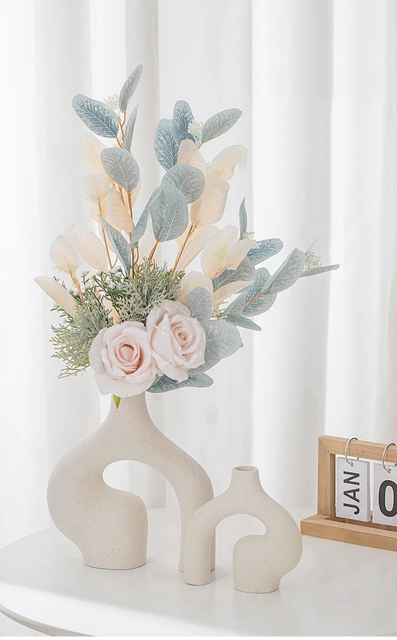 White Ceramic Vase Set 2 for Modern Home Decor Hot Selling